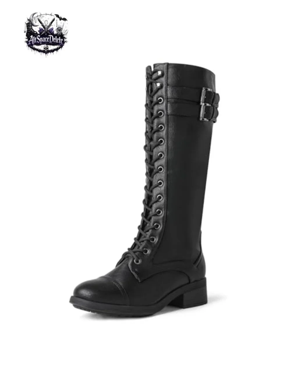 Women's Knee High Riding Combat Boots Faux Fur Lined Faux Leather